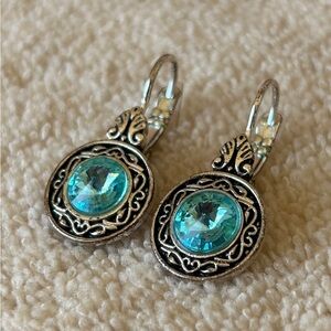 Vintage Vibes Silver and Aqua Earrings